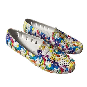Floafers Posh Driver Loafers White Paint Splatter Slip On Men’s Size 12